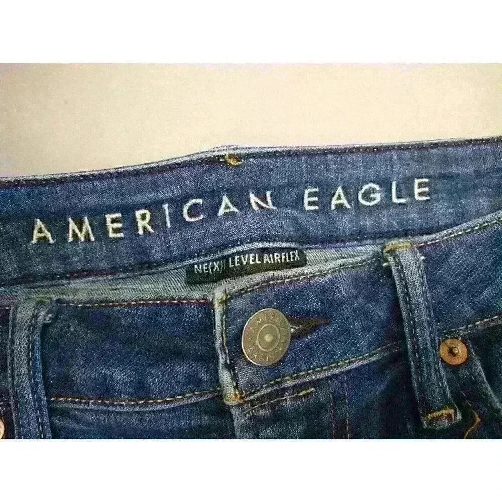 American Eagle Jeans Mens 30x34 Slim Next Level Airflex Distress Medium‎ Wash
